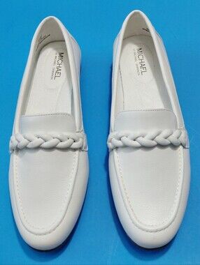 MICHAEL by MICHAEL SHANNON Women's Suzie White Braided Loafer Size 8.5M